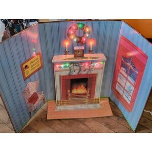 Telco Vintage motionette fireplace dimensional background display Xmas accessory